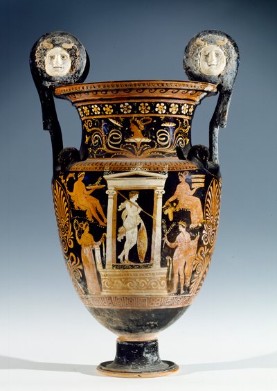 Red and White Figure Volute Krater, Apulian by Gioia del Colle Painter